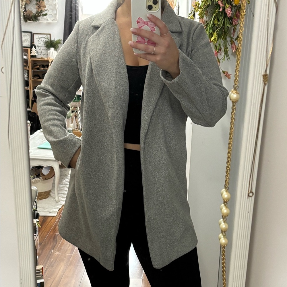 Gray Suzy Shier Open Front Coat M
